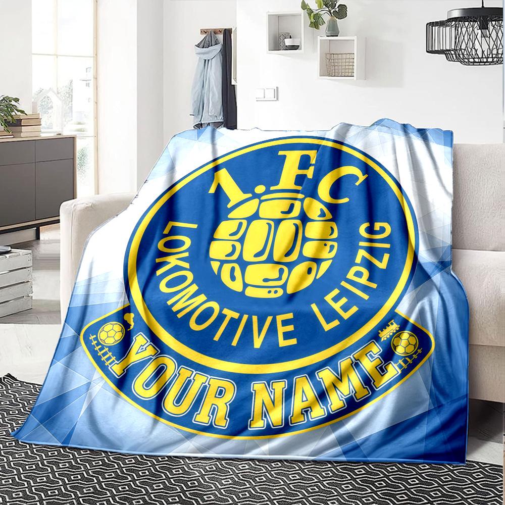 1PC 1 Fc Lokomotive Leipzig Custom Name Patterned Flannel Blanket Suitable For All Seasons for Home Decor Warmth and Comfort Gifts Holiday Present
