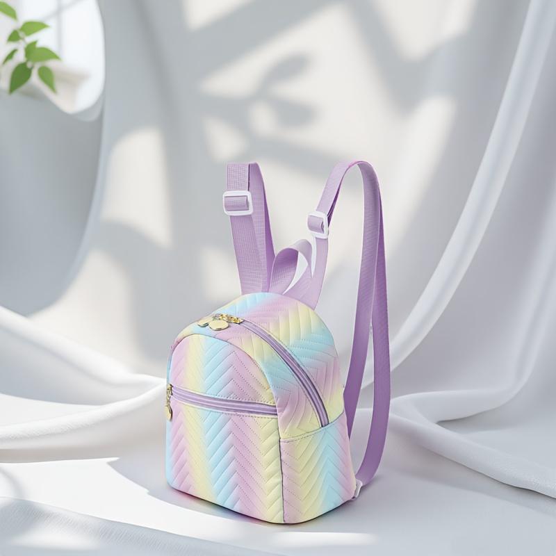 Cute Color Striped Mini Backpack, Women's Fashion Casual Travel Commuter Bag