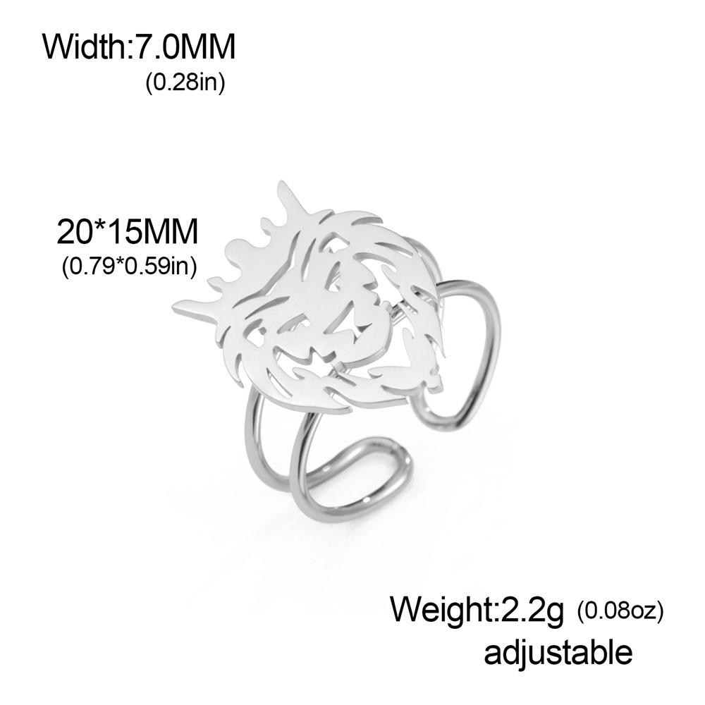 

My Shape Lion Head Rings Stainless Steel Animal Lion King Open Adjustable Finger Ring Fashion Punk Jewelry Party Gifts Boys Men resizable