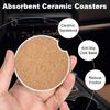 2 Pack Car Cup Holder Coasters, 2.63 Inch Anti Slip Ceramic Absorbent Coaster with Cork Base and Finger Notch, Cute Car Accessories Interior for