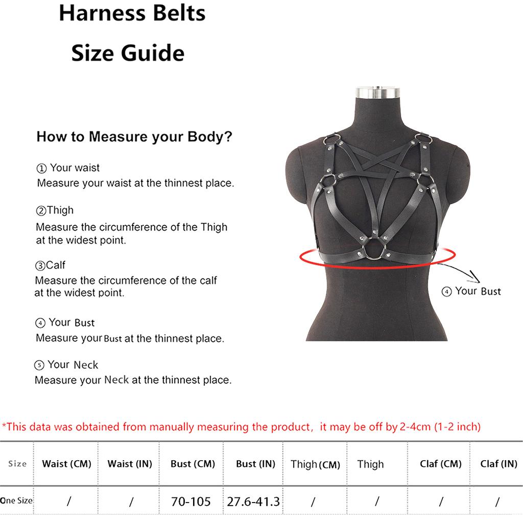 Fashion Women's Pentagram Belt PU Leather Punk Body Chain Slingback Black Costume