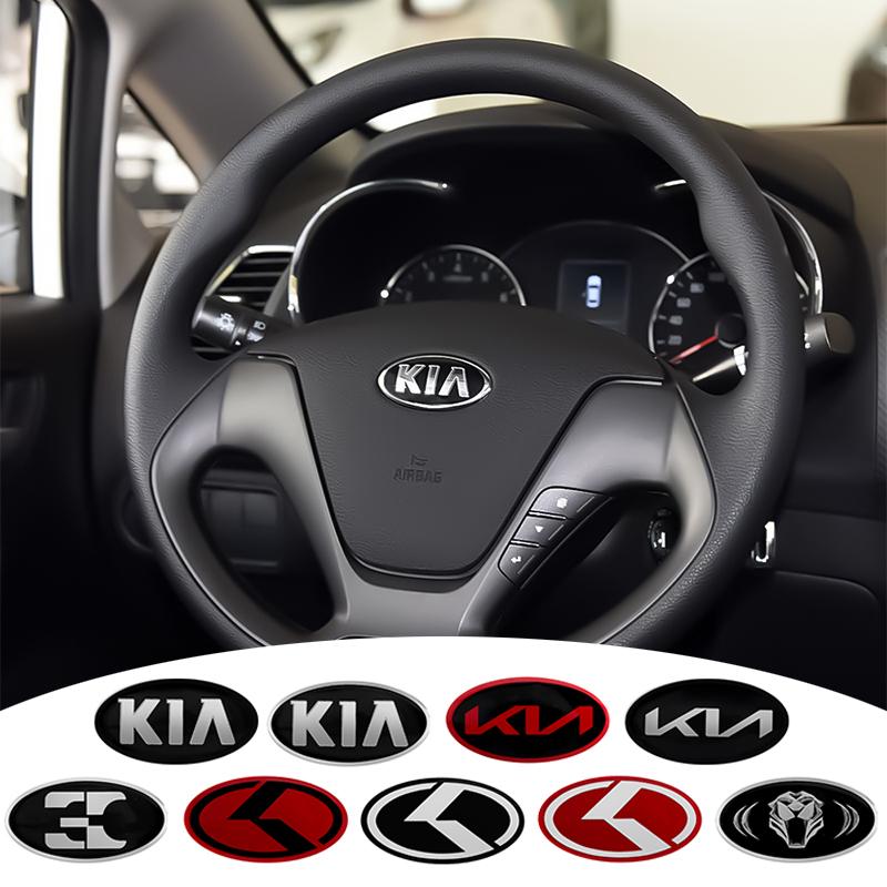 6.1cm*3.2cm Car Steering Wheel Center Emblem Badge Sticker Decal For KIA KN K2 K3 K5 KX5 GT Forte Rio Optima Sorento Accessories