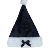 Women's Festive Plush Bow Hat - Black & Red Winter Headwear