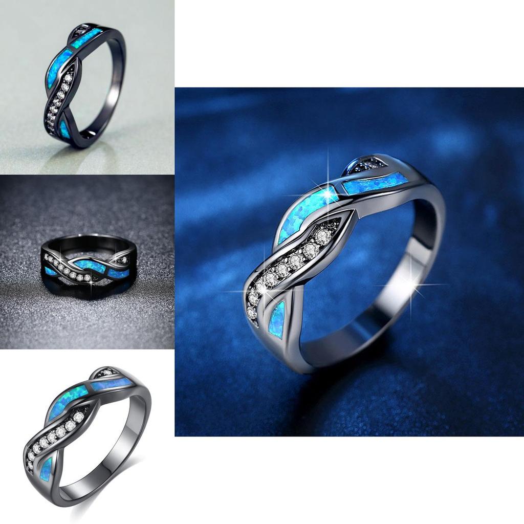 Elegant Blue Opal Ring For Women Featuring Floral Design And Luxurious Materials