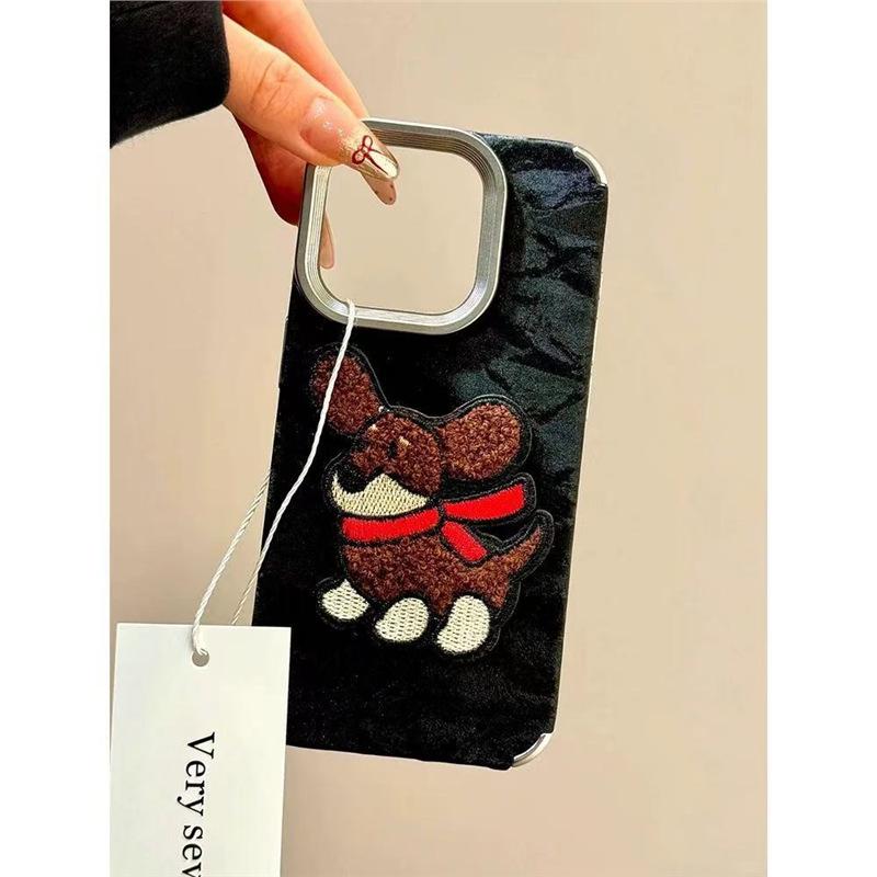 

Embroidered Velvet Glacier Pattern for IPhone16 Promax Phone Case for Apple 15 Anti-fall 14 Animal 13 Electroplating For iPhone 17PROMAX