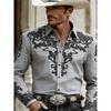 Camicia da uomo stile Western Cowboy, Stampa Fashion, Manica Lunga, Collo a revers Retro, Vestibilità Slim, Camicia Casual da Esterno, Taglie XS-6XL, 21 Colori