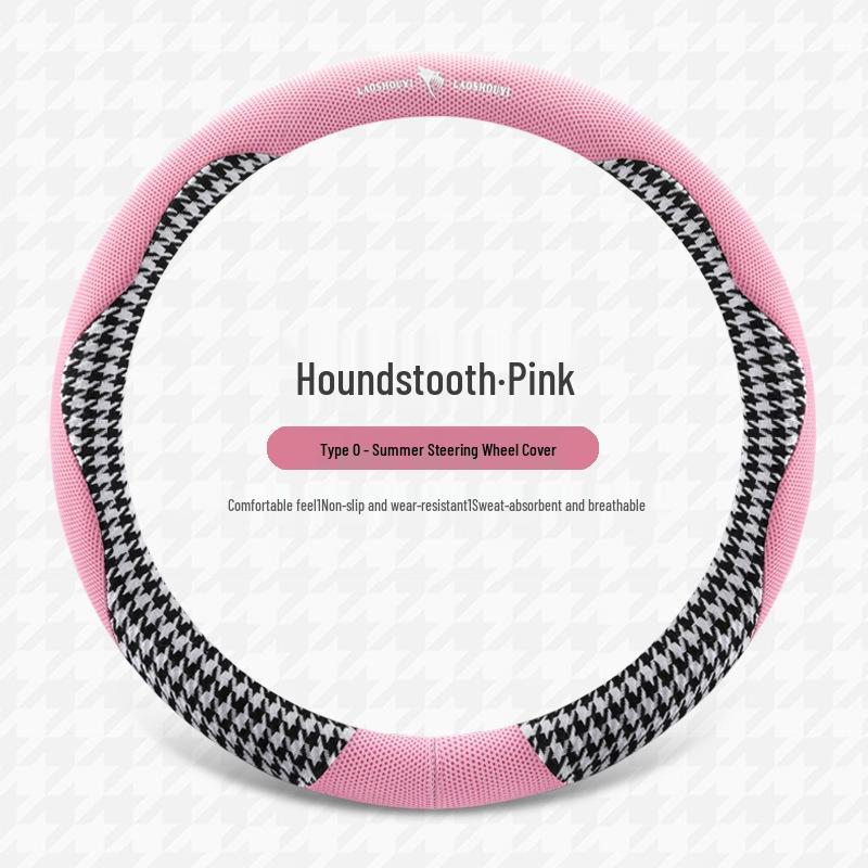 Luxury Houndstooth Leather Steering Wheel Cover - All-Season Car Interior Upgrade