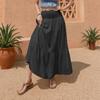 Falda Midi Casual Holgada de Verano para Mujer, Colorida, Cintura Elástica, Línea A, Bolsillo, Cintura Alta