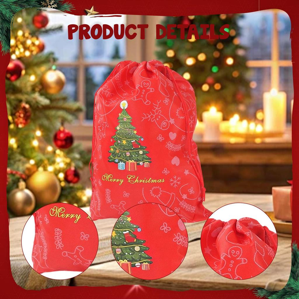Christmas Drawstring Gift Bag Closure, Versatile Wrapping Pouch, Xmas Treats for