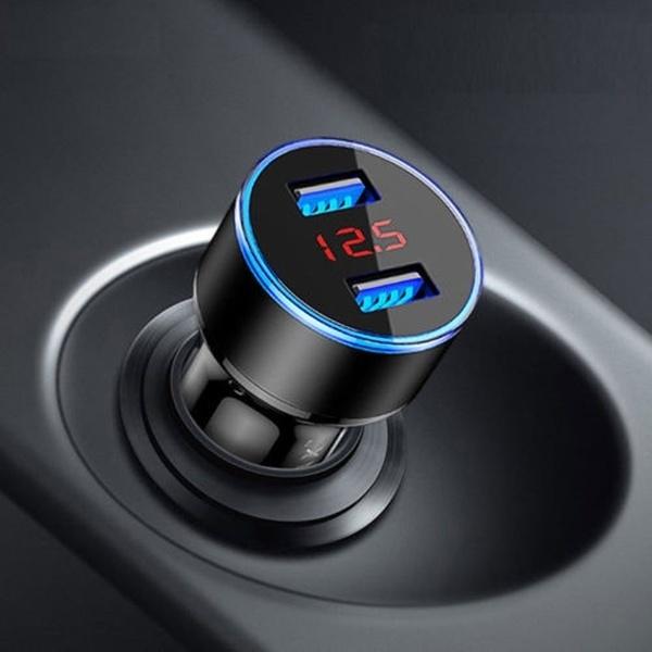 

3.4a Dual USB автомобильное зарядное устройство 2 порта ЖК-дисплей 12-24 В гнездо прикуривателя Оригинал золотой