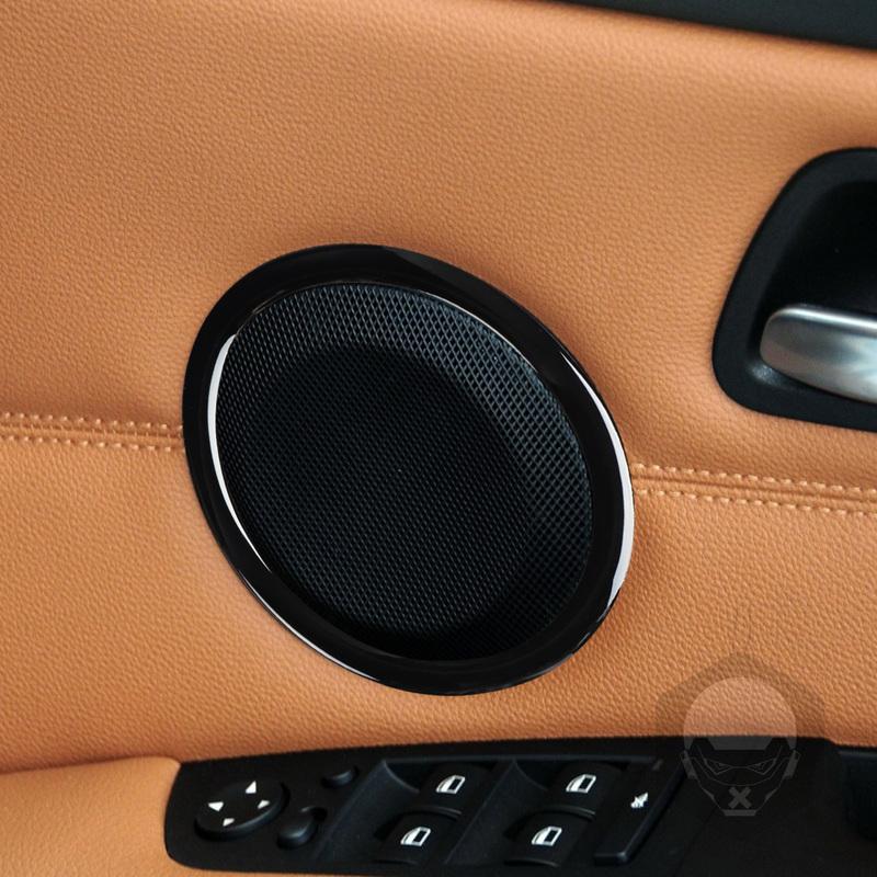 For BMW 3 Series E90 E92 E93 2005-2012 Door Speaker Trim Frame Soft Cover Piano Black Stickers Car Interior Accessories