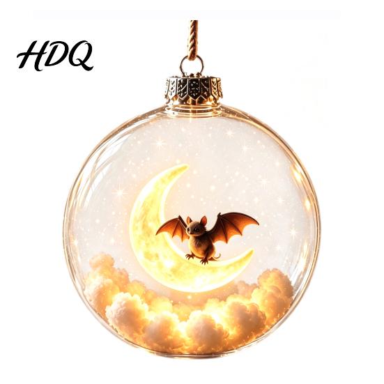 Indoor Outdoor Party Decorations Halloween Ball Ornament Clear Sphere Decoration with Black Cat Bat Transparent Spherical Pendants Skeleton Festive