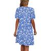 Women's Summer V-Neck Casual Beach Dresses Pod Short Sleeve Vintage Floral Print Dresses