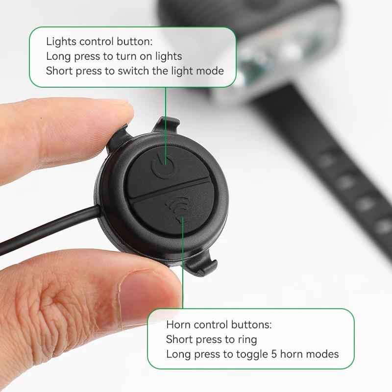 Dual-Beam Bicycle Headlight with Horn,Super Bright LED,High/Low Beam,6 Modes,USB Rechargeable,Waterproof,Safety Light for Night Riding,Road,Mountain