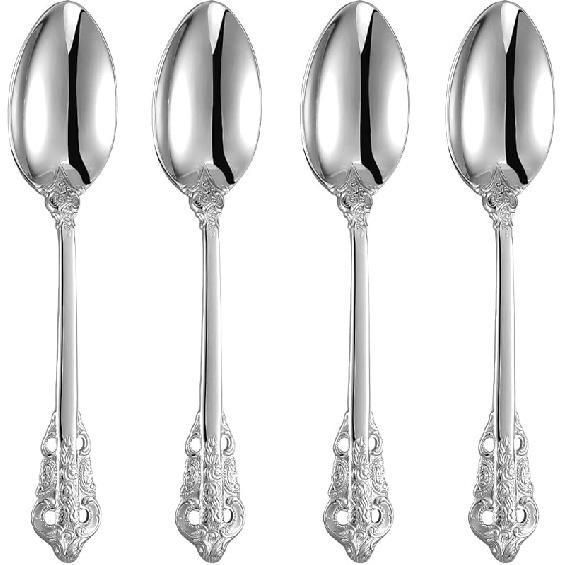 KEAWELL Luxury 7" Tea Spoon, Set of 4, 18/10 Stainless Steel, Sturdy Dessert Spoon, Gorgeous Design with Exceptional Mirror Polished Finish (Gold)