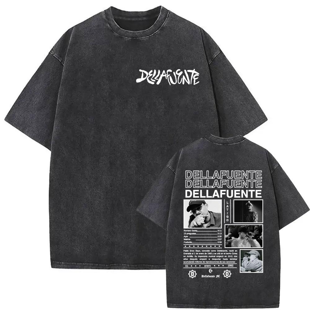 Rapper Dellafuente Tour Vintage Washed Tshirt Unisex Women Short Sleeve Hip Hop Tshirt Oversized Cotton Casual T Shirts