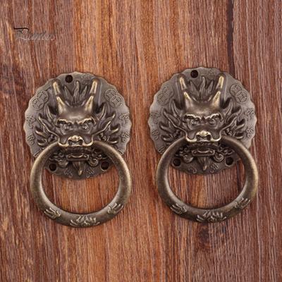 Puntos 2 pezzi vintage testa di drago armadio guardaroba mobili cassetto maniglia anello pomello