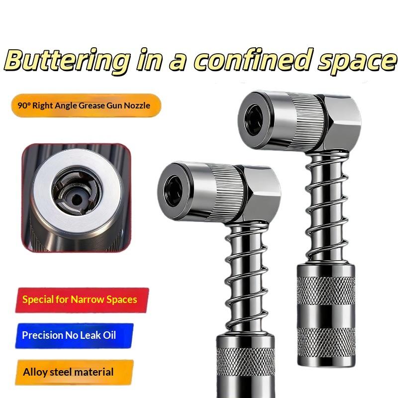 Grease Gun Nozzle 90 Degree Heavy Duty Alloy Steel Leak Proof for Narrow Space Home Garage Repair Use