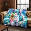 Cartoon M-MIKU Music Girl Flannel Blanket Soft Warm Blanket Throw Blanket for Bedroom Living Room Bed Travel Picnic Gift Kid