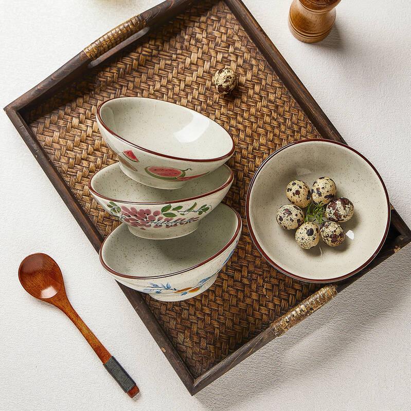 ZISIZ Jingdezhen Underglaze Ceramic 5-inch Bowls (Set of 6)