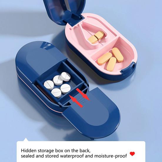 Pill Cutter Box Compact Size Good Sealing Detachable Food Grade Smooth Edge Item Storage Plastic Pill Organizer Box
