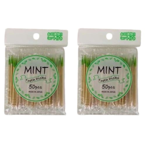 Mint Toothpicks, Individually Wrapped, Made in Japan | Toothpicks (Approx. 50 Toothpicks x 2 Packs) [Limited Edition]