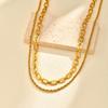 Chunky Chain Rope Link Stackable Necklace for Women, Stainless Steel Minimalist Jewelry, Gold Plated Oval Collar Chain Jewelry
