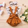 Infant Baby Girls Ruffle Snakeskin Printed Backless Romper Bodysuit+Headbands