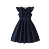 Girls' Fashionable Navy Blue Dress: Spring/Summer Children's Princess Dress with Flowy Sleeves and Ruffles
