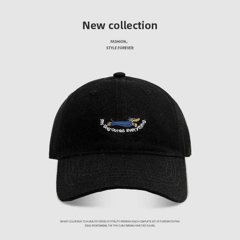 Unisex Animal Embroidery Embroidery Hip-hop Hats Fashion Cartoon Dog Baseball Cap Summer Outdoor Adjustable Casual Sunscreen Hat
