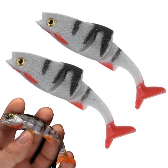 1/2/3Pcs 8CM Soft Artificial Lure Paddle Tail Silicone Bionic Swimbait Realistic 3D Eyes Swimming Lure Saltwater Freshwater Fishing Accessories