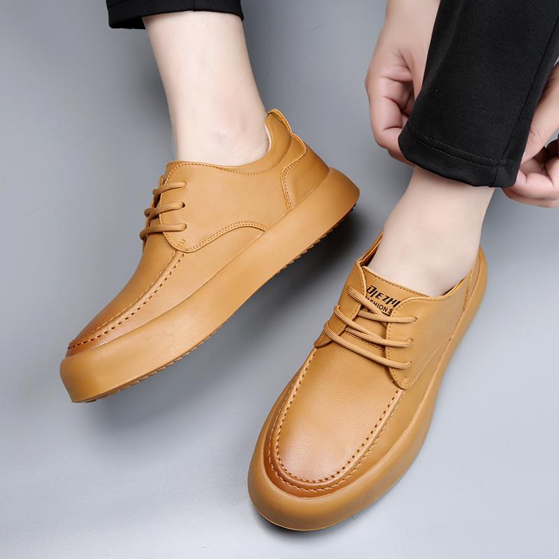 Men's All-match Genuine Leather Sneakers Waterproof Vulcanized Shoes Men 2024 ComforthableWalking Shoes Lace-Up Men Casual Shoes