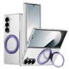Transparent 360° Rotating Magnetic Holder Phone Case for Samsung Galaxy Z Fold 7 6 5 4 3 Wireless Charging Hard Shockproof Cover