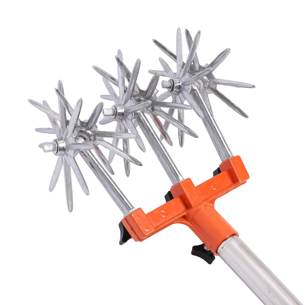 Manual Rotary Cultivator Tool Stainless Steel Teeth Adjustable Handle Garden Hand Tiller for Lawn