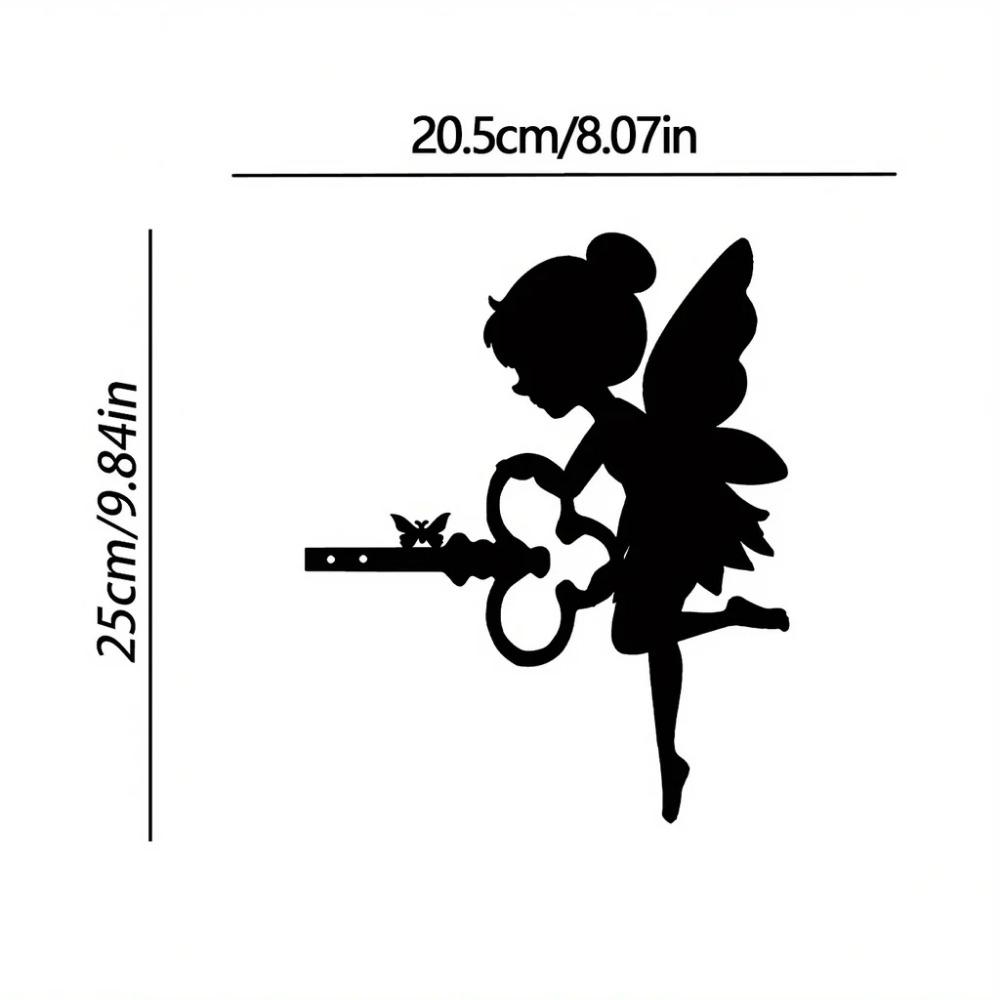 1 Stück Erhöhen Sie Ihr Zuhause mit einer bezaubernden Elfe auf einem Ast, Stahlsilhouette, Metall-Wandkunst-Statue, Pfahl