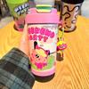 Cartoon Graffiti Insulated Bottle For Women And Kids With Leakproof Lid And Carrying Strap