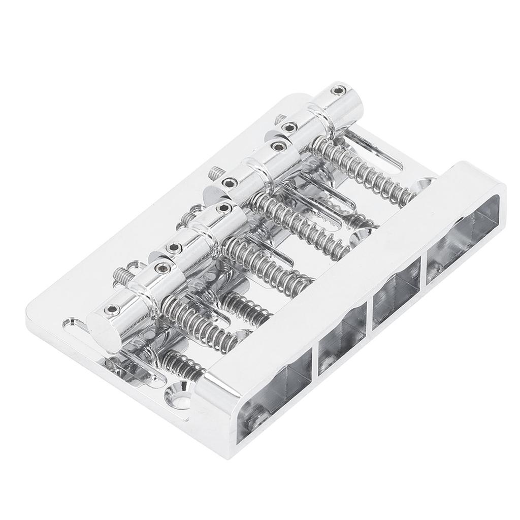 Electric Bass Bridge Tailpiece 4 String Fixed Saddle with Thickened Base Plate Hex Wrench Silver