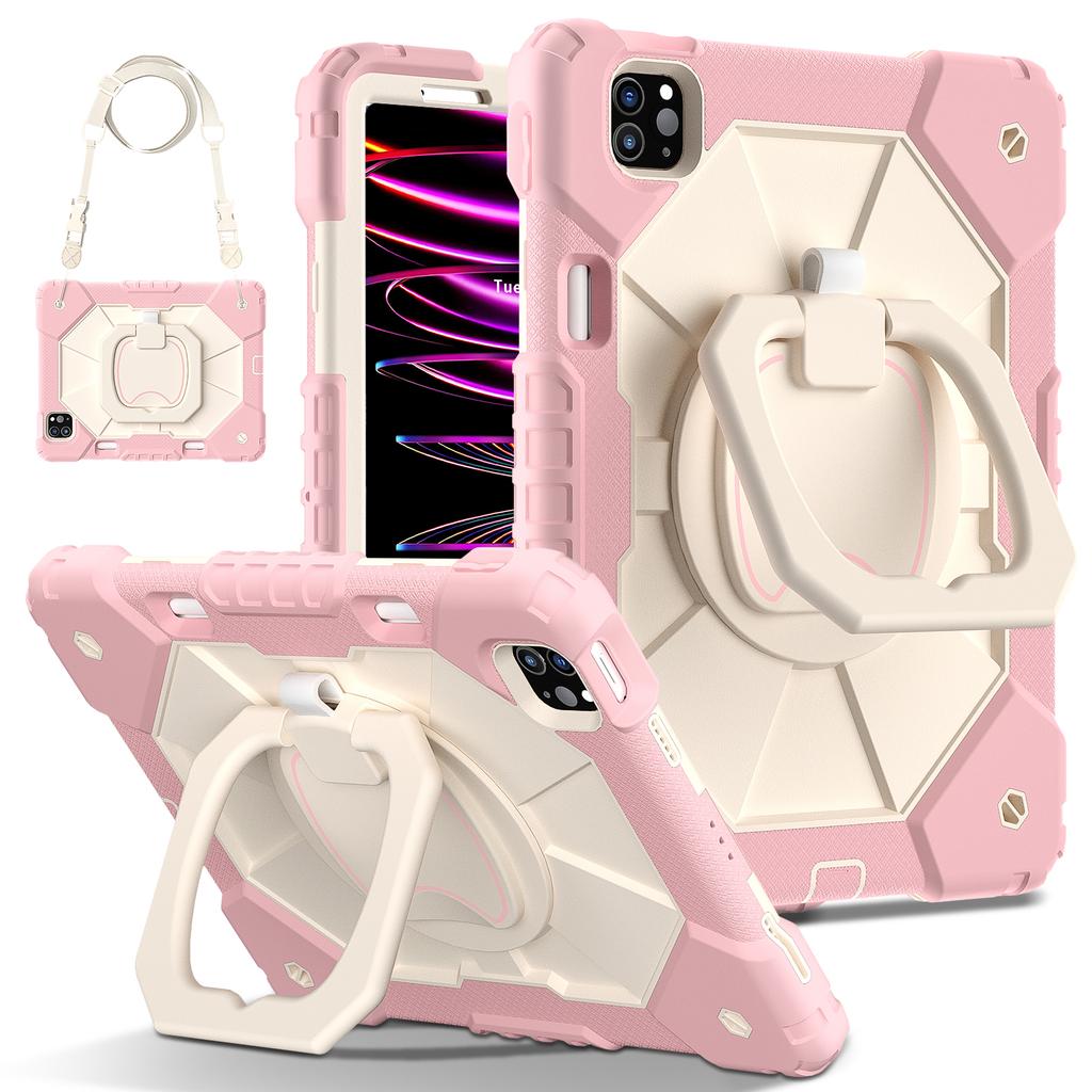 Heavy Duty Case for iPad Pro 11 4th 3th 2th 1th Air 5 4 10.9 Silicone + PC Shockproof Stand Tablet Cover with Shoulder Straps