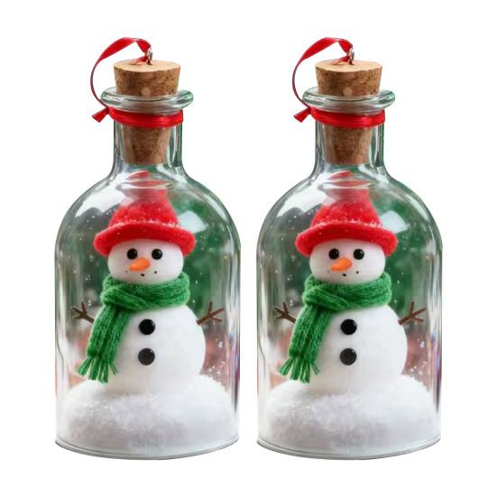 Christmas Snowman Message In A Bottle Recordable Voice Message Bottle Ornament Snow Scene In Nostalgic Bottle Decoration Holiday Keepsake Gift