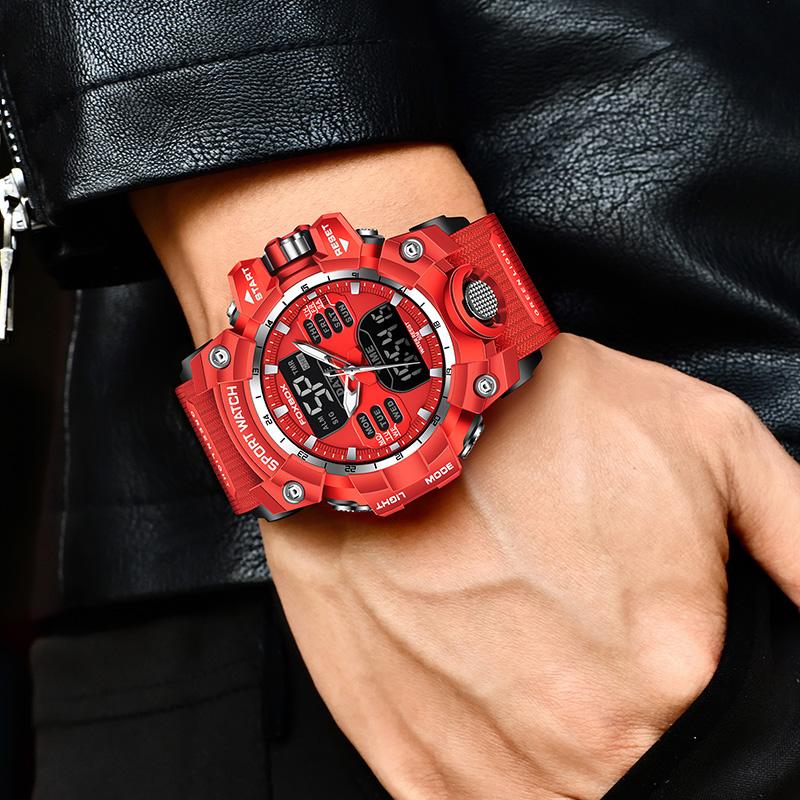 FOXBOX Militäruhr für Herren LIGE Luxus Sport Chronograph Herren Armbanduhr Wasserdicht Quarz Große Uhr Digital Herrenuhren+Box