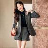 Conjunto de Blazer a Cuadros y Shorts para Mujer