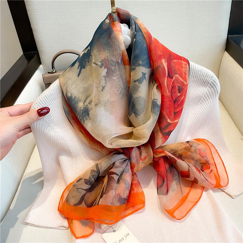 New Silk Beach Stoles Women Hijab Scarf Sunscreen Shawl Wraps Ladies Scarves Foulard Beach Stoles Female Large Bandana Echarpe