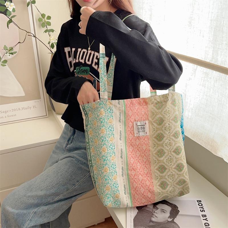 1 Canvas Commuting New Retro Floral Summer Work Shoulder Bag Cloth Bag Large Capacity Armpit Bag
