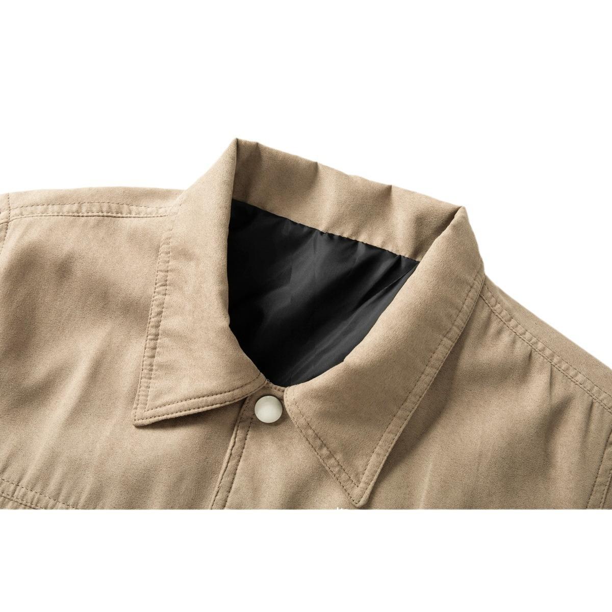 Замшевая мужская куртка весна осень зима корейская версия модная красивая имитация денима — фото 4