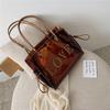 Mode Dames Transparante PVC Schoudertassen Jelly Candy Kleur Grote Capaciteit Handtas Tote Bruin