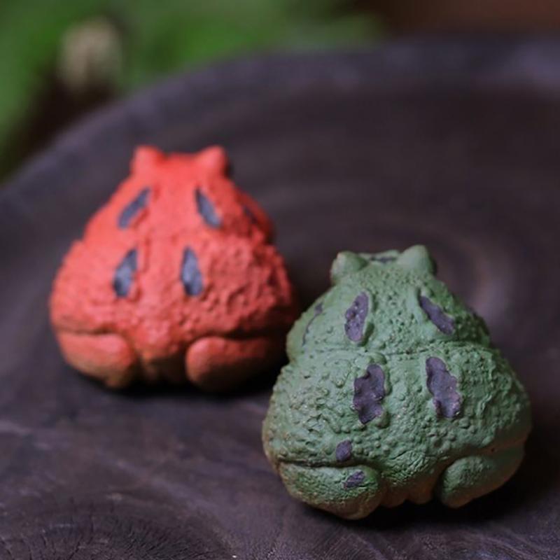 Creative Horned Frog Ornamen Purple Clay Tea Pet Fish Tank Landscaping Decor Tea Table Decoration Tea Pets Office Desktop Decor