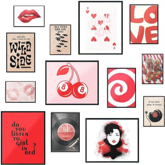 Fardes Coquette Room Decor Aesthetic Pictures, Pink Posters for Coquette Wall Decor, Coquette Prints for Teen Girls Bedroom, Coquette Stuff for Pink Downtown Girl