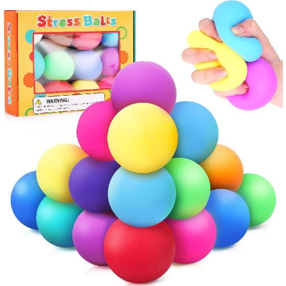 Медленно восстанавливающиеся антистрессовые мячики для детей и взрослых - 12 шт. Сенсорные мячики Игрушки-фиджеты для детей с аутизмом, Растягивающиеся мягкие мячики для снятия тревоги, Фиджет