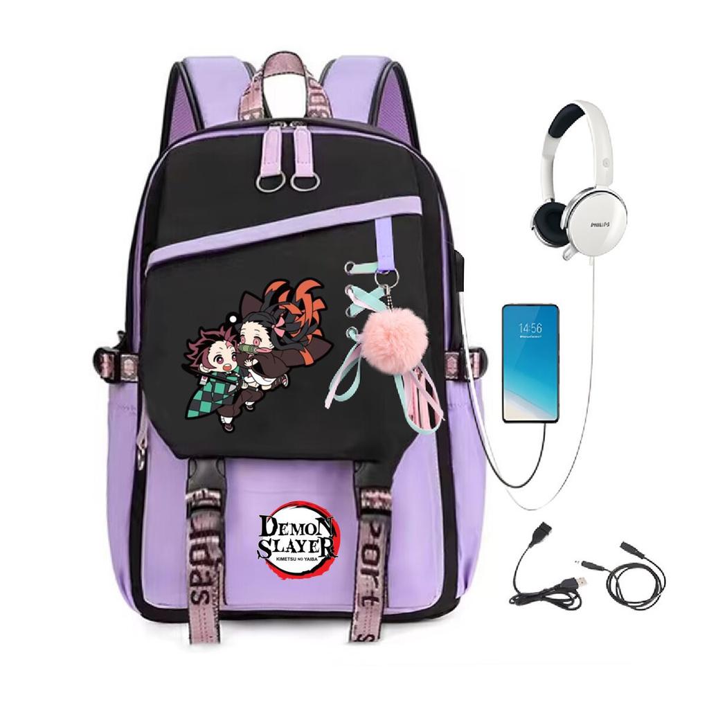 Peripheral Spine Backpack Strap Usb Multifunctional Student Schoolbag Animation Cartoon Children'S Backpack