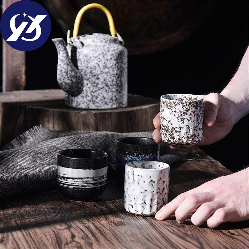 Tebolle i japansk stil Keramisk tekopp Vintage kontorvannkrus Husholdnings-teutstyr Drikkevarer Kreativt keramikk tekopper Håndverk